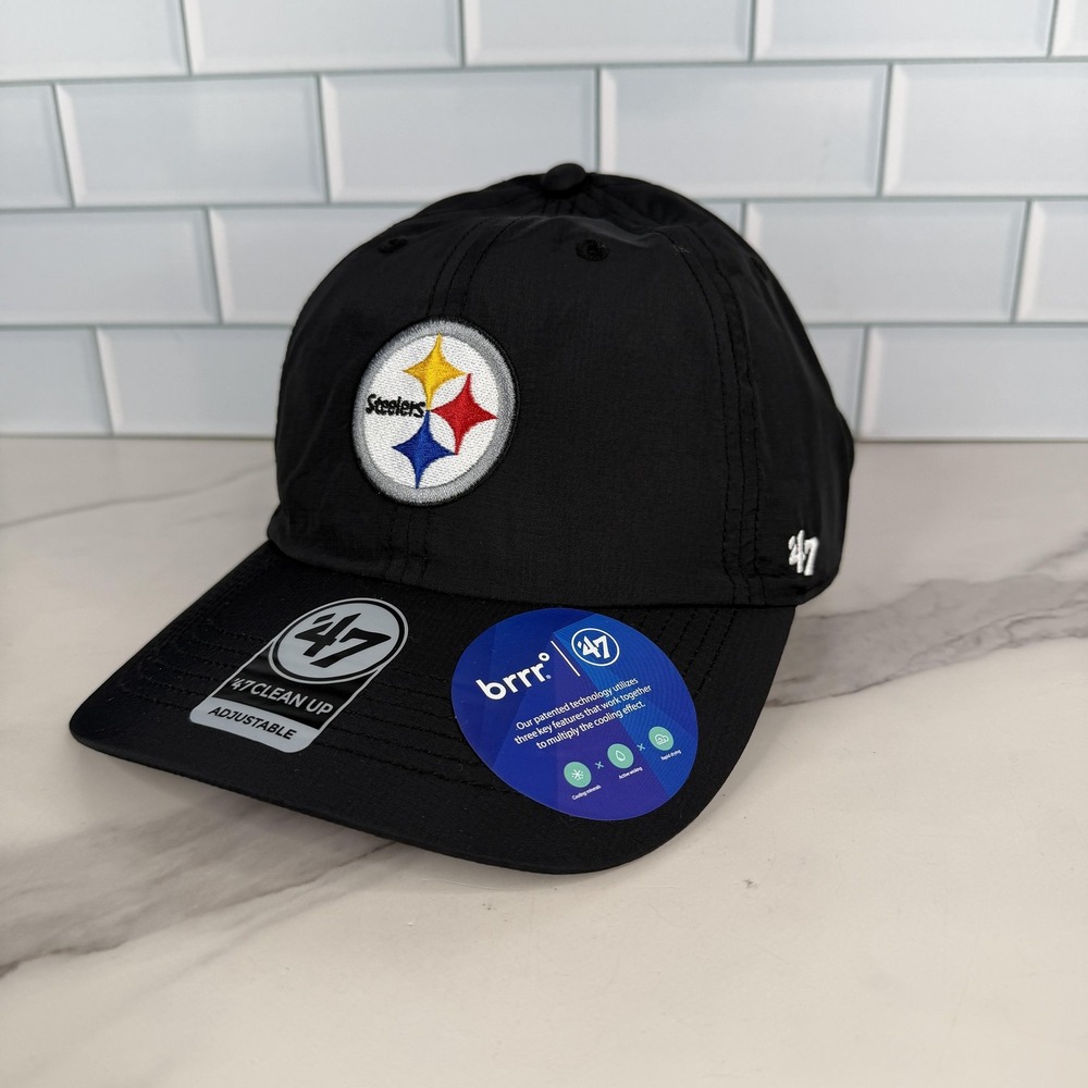 Pittsburgh Steelers Hat Cap Strap Back Mens One Size Black NFL Football 47 Brrr